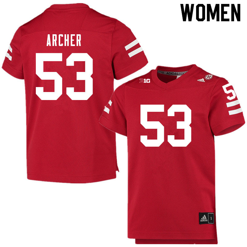 Women #53 Jake Archer Nebraska Cornhuskers College Football Jerseys Sale-Scarlet - Click Image to Close